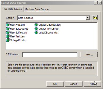 Select Data Source dialog